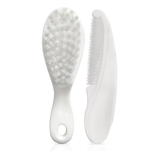 LuvLap Elegant Baby Comb & Brush Set, Soft Bristles for Gentle Hair Grooming, Complete Hair Grooming Kit for Infants, Newborns & Toddlers, Suitable from Birth (0M+), Perfect Baby Shower Gift